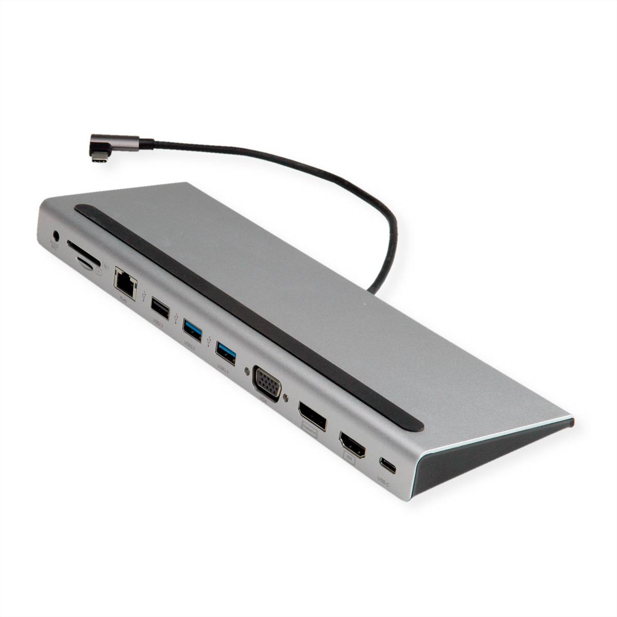 VALUE USB 3.2 Gen 2 Typ C Multiport Docking Station, 4K HDMI/DP, VGA, USB, Card Reader, PD, LAN