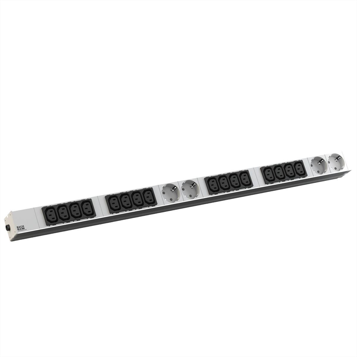 BACHMANN IT PDU ALU 1HE 16x C13 4x Schutzkontakt CEE 16A blau Steckdosenleisten Vertikal IT PDU