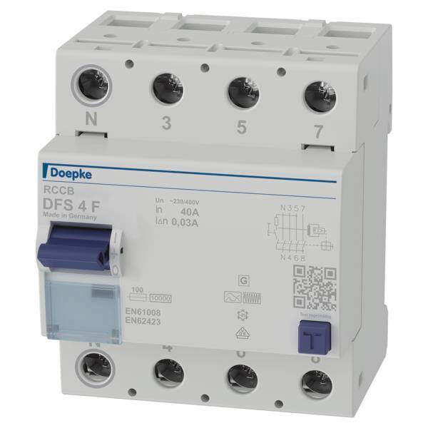 DOEP Fi-Schutzschalter DFS4-040-4/0,03-F Mischfrequenzsens. Typ F 09134820 Install.Baumaterial