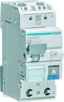 Hager AFDD m.LS 1P+N 6kA B-10A ARC910D 2M Fehlerlichtbogen/Brandschutzschalte Install.Baumaterial