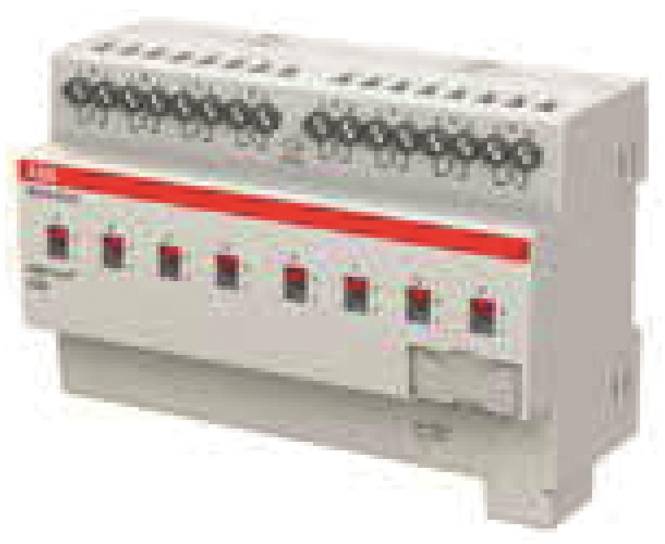 Ein weißes Elektroverteilerpanel mit mehreren schwarzen Leistungsschaltern und einem roten Streifen, das zur Verwaltung des Stromflusses verwendet wird.