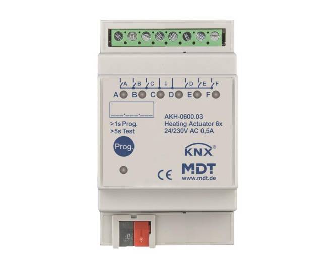 MDT AKH-0600.03 Heizungsaktor 6fach 3TE REG 24-230VAC Install.Baumaterial Schaltermat/Geb.Steu KNX