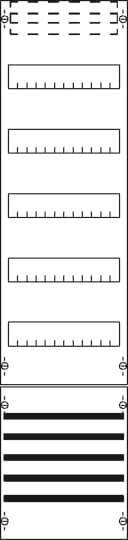 Drei horizontale Linien mit gleichmäßig verteilten vertikalen Markierungen, ähnlich wie Lineale, übereinander auf einem einfachen Hintergrund angeordnet.