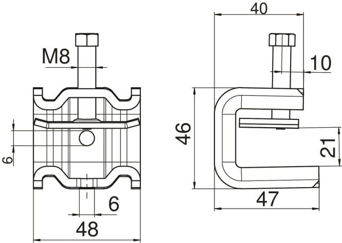 OBO SSP 6-21 M6 FT TrÃ¤gerklammer schwere Ausf 6-21mm St FT 1486232 (Inhalt 25 StÃ¼ck)