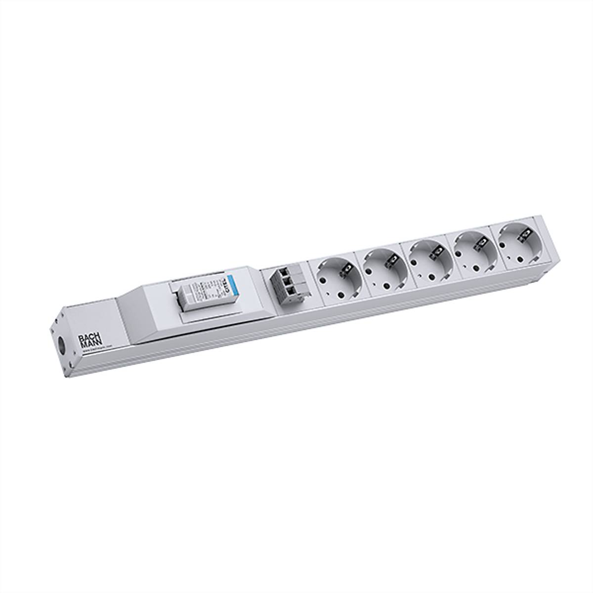 BACHMANN 19 1HE 5xCEE7/3 1xSPD Citel, 2,0m H05VV-F 3G1,50mm schwarz Steckdosenleisten 19