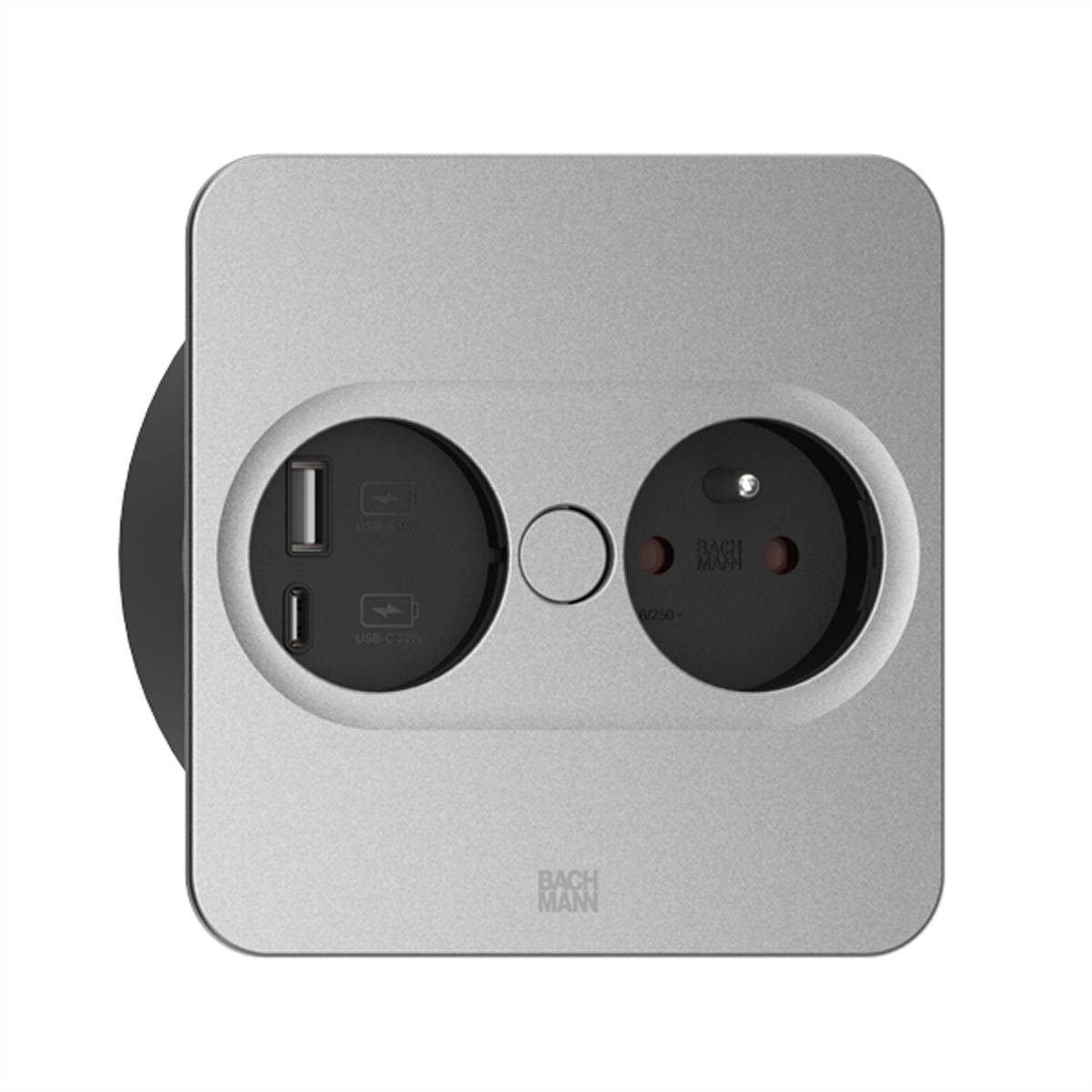 BACHMANN TWIST 2 1xUTE 1xUSB A/C 22W 0,2m GST18 silber eckig Steckdosenleisten