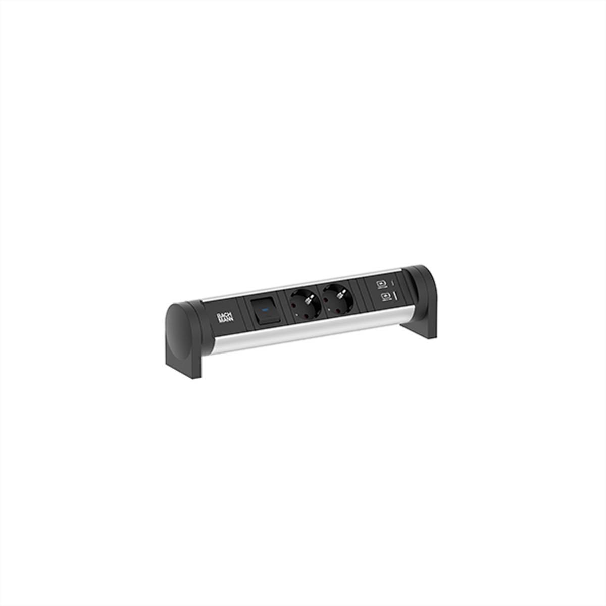 BACHMANN CYCLE Desk 2xCEE7/3 1xSchalter 1xUSB A/C 22W 0,2m GST18 Steckdosenleisten