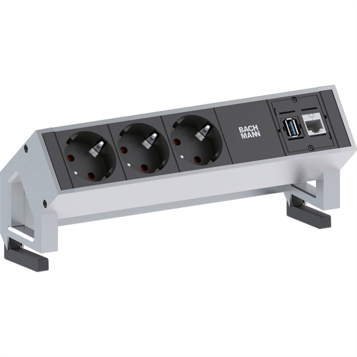 BACHMANN DESK2 3x CEE7/3 1x CAT6A 1x USB Steckdosenleisten Aufbau-Anschlussfelder DESK 2