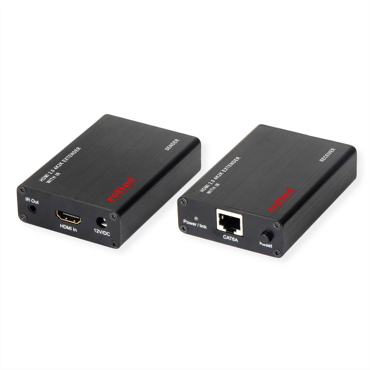 ROLINE HDMI A/V Extender über Kat.6A Kabel, 4K@60Hz, 30 m Splitter und Selektoren