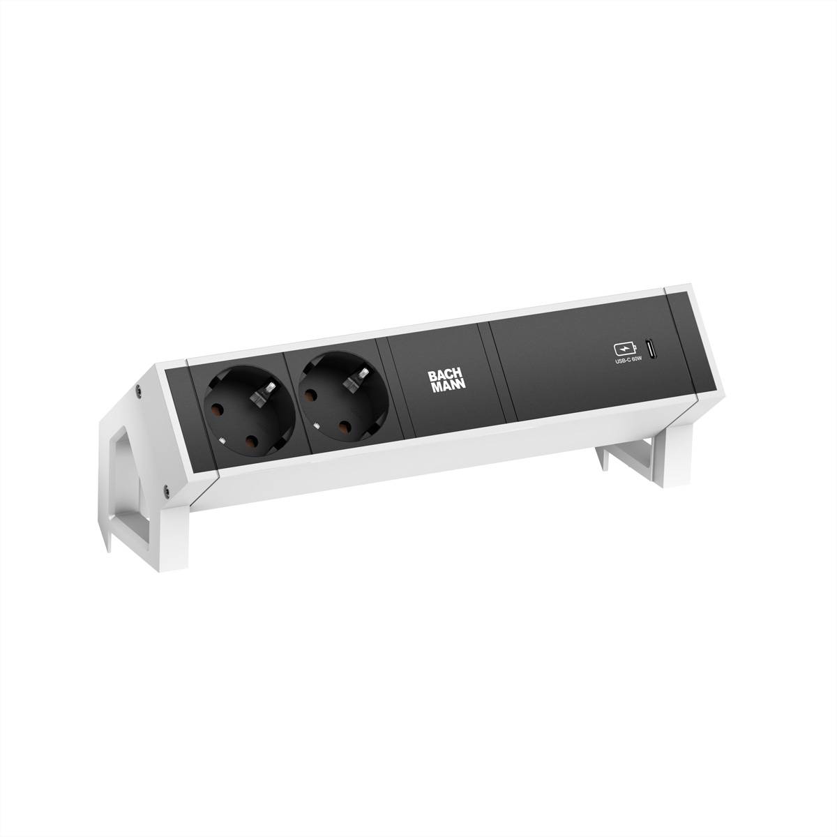 BACHMANN DESK2 2xSchutzkontakt USB C, USB Charger 60W 0,2m GST18 weiss Steckdosenleisten DESK 2