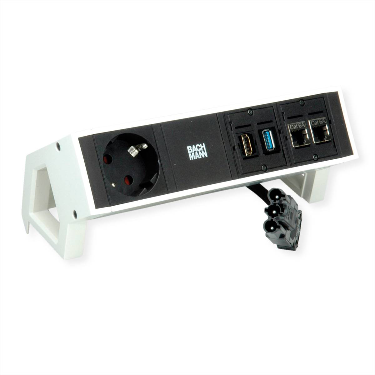 BACHMANN DESK2 1xCEE7/3 1xHDMI 2xCAT6A Steckdosenleisten Aufbau-Anschlussfelder DESK 2