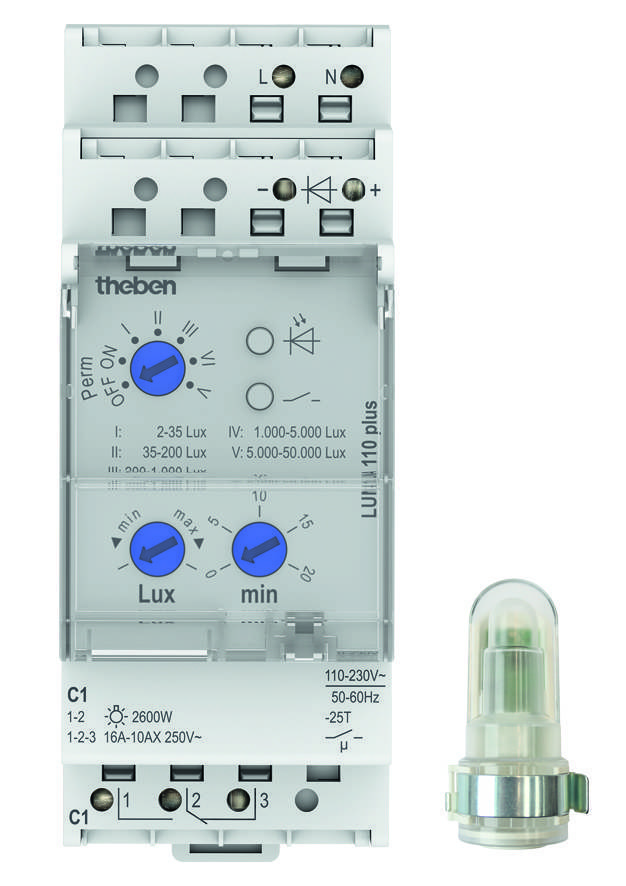 THEB DÃ¤mmerungsschalter LUNA110plusAL 2-50000lx 0-20min 1K Aufbaulichtsensor Install.Baumaterial