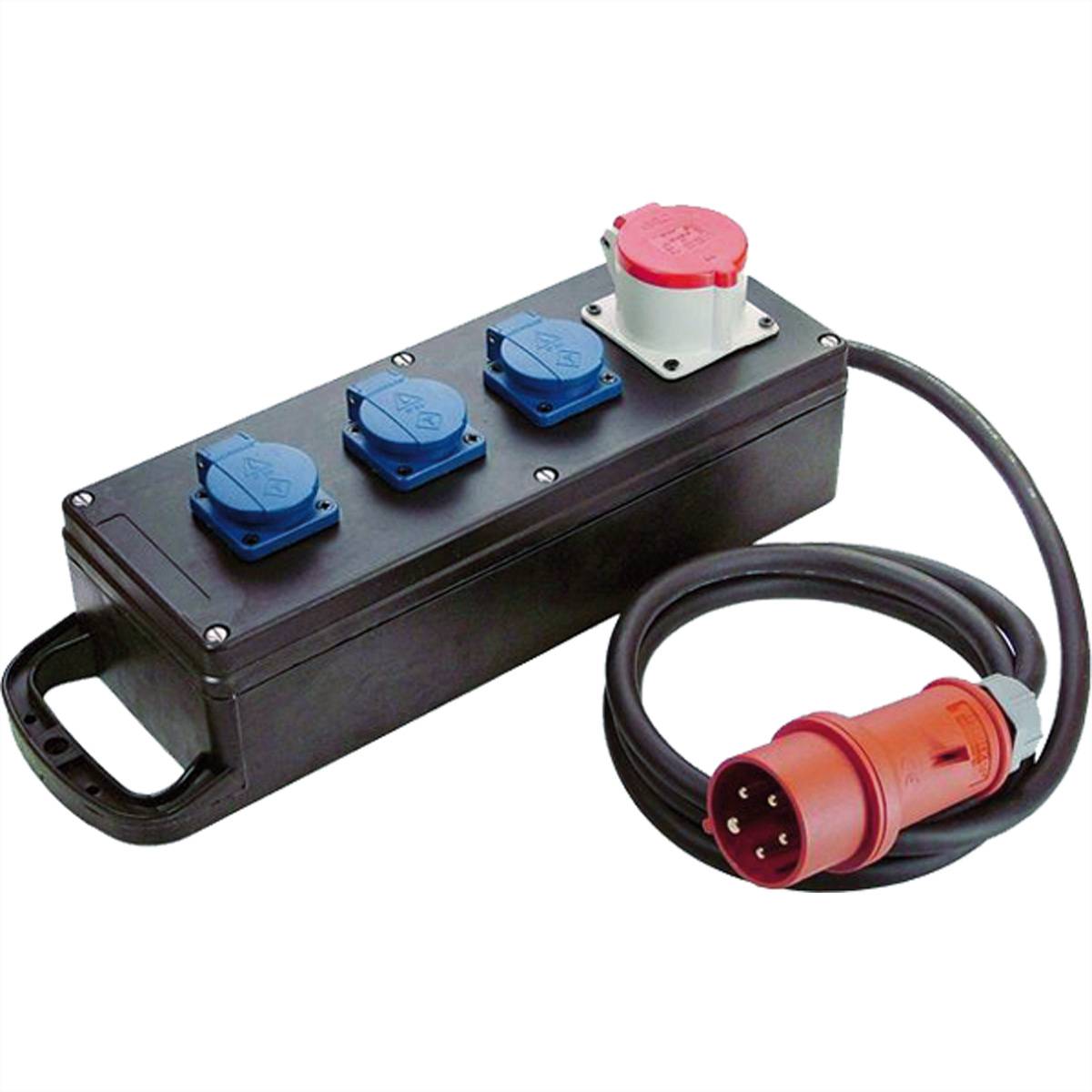 BACHMANN Vollgummi-Verteiler 16A 5P IP44, 1x16A 5p400V 3Schutzkontakt Steckdosenleisten