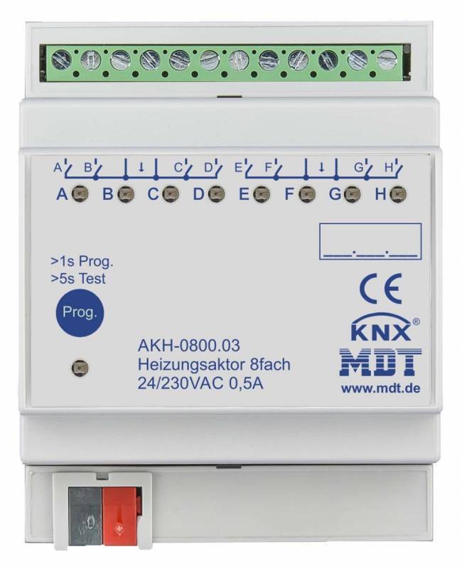MDT AKH-0800.03 Heizungsaktor 8fach 4TE REG 24-230VAC Install.Baumaterial Schaltermat/Geb.Steu KNX