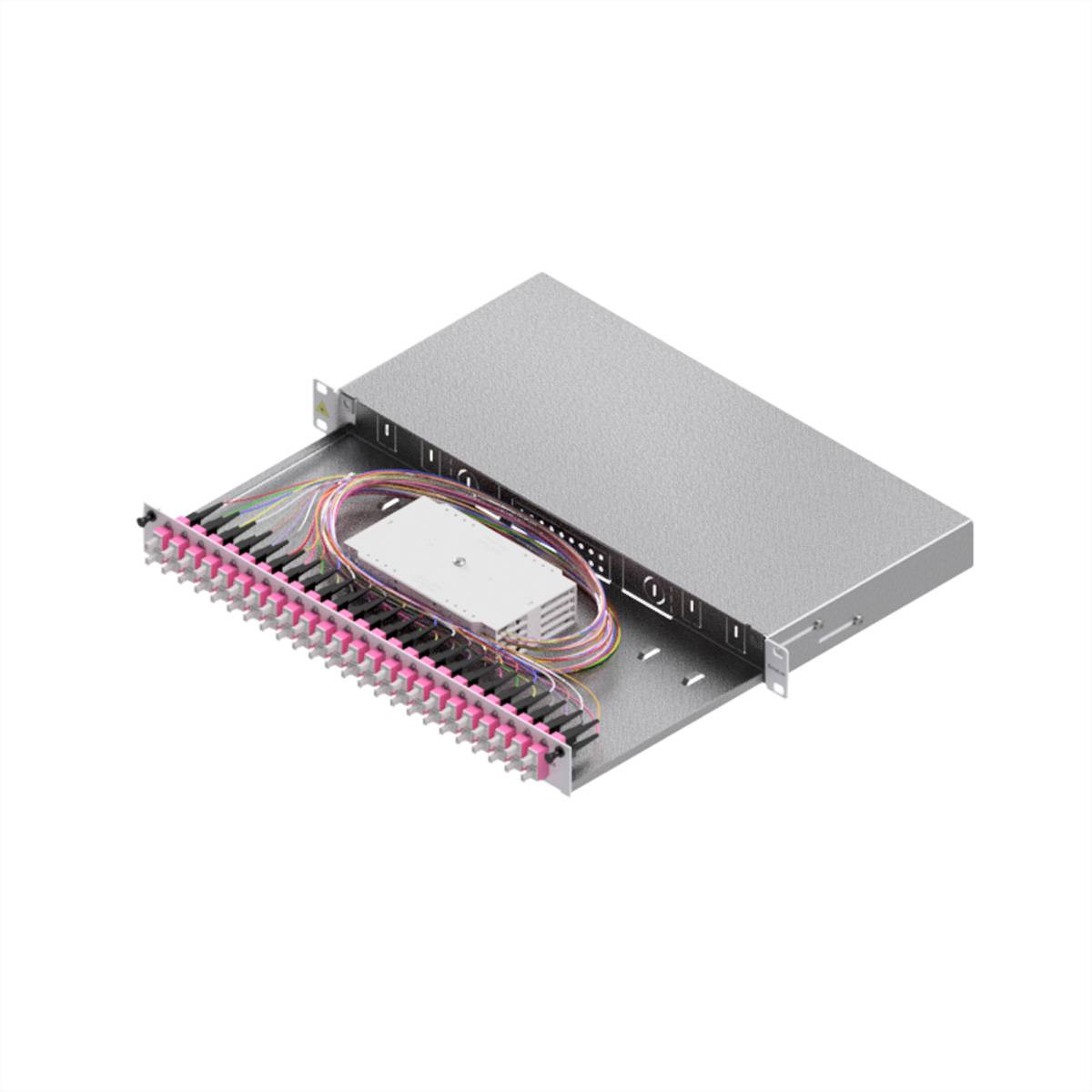 EasyLan LWL-Spleißbox Grade C 19-Zoll 1HE, 24 Ports, 24x SC-Duplex, OM4 Netzwerk-Passivkomponenten