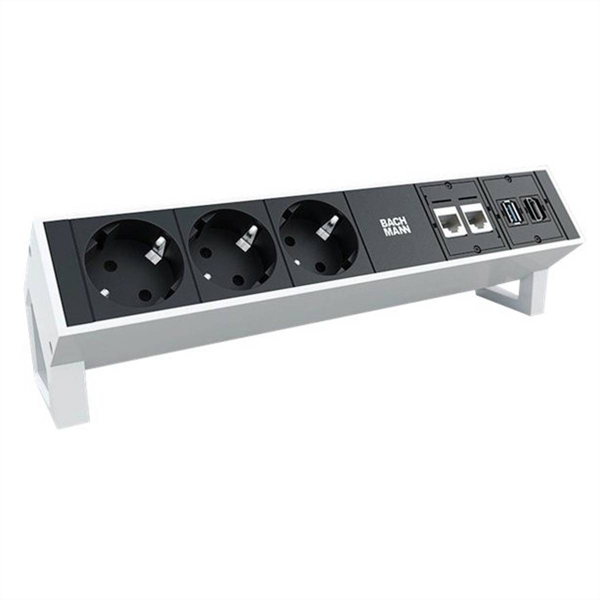 BACHMANN Steckdosenleiste DESK2 3x Schutzkontakt, 2x CAT6a, 1x HDMI, USB3.0, weiÃŸ Steckdosenleisten