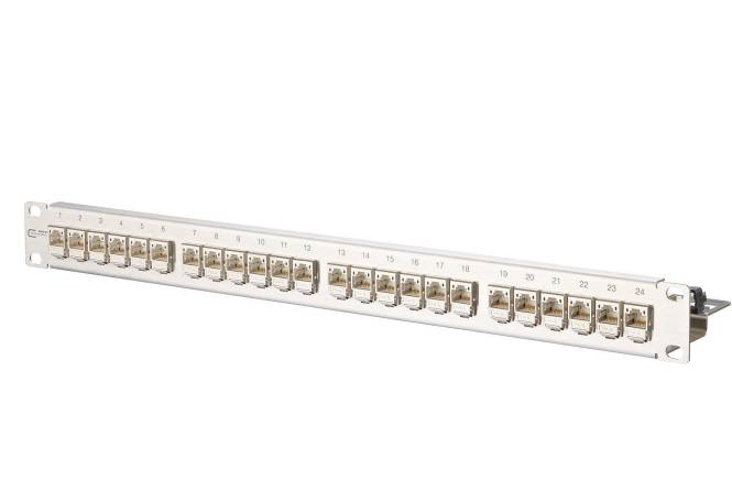 Metz C6A Modul Patch-Panel 130B11P1-E 24 Port 180° 1HE Edelstahl bestückt Install.Baumaterial