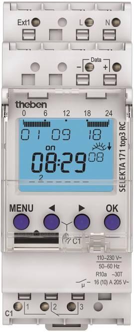 THEB Zeitschaltuhr digital SEL171top3RC Astro 24H/7T mit Gangreserve 2TE 1K 84SP Install.Baumaterial