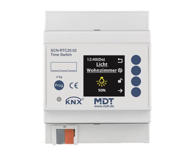 MDT SCN-RTC20.02 Schaltuhr m.20Kanälen u.aktivem Farbdisplay 4TE REG Install.Baumaterial KNX