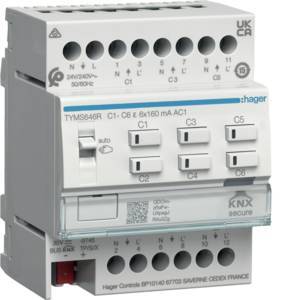 Hager Heiz.-aktor 6f KNX Sec m. TYMS646R Regl.24/230V Install.Baumaterial Schaltermat/Geb.Steu KNX