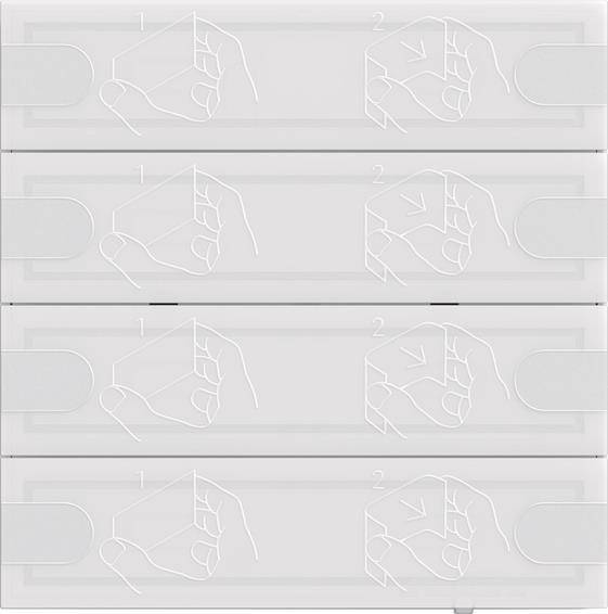 Illustration von Händen, die einen Würfel halten, wiederholt in vier Reihen. Jede Reihe zeigt zwei aufeinanderfolgende Schritte, beschriftet mit „1