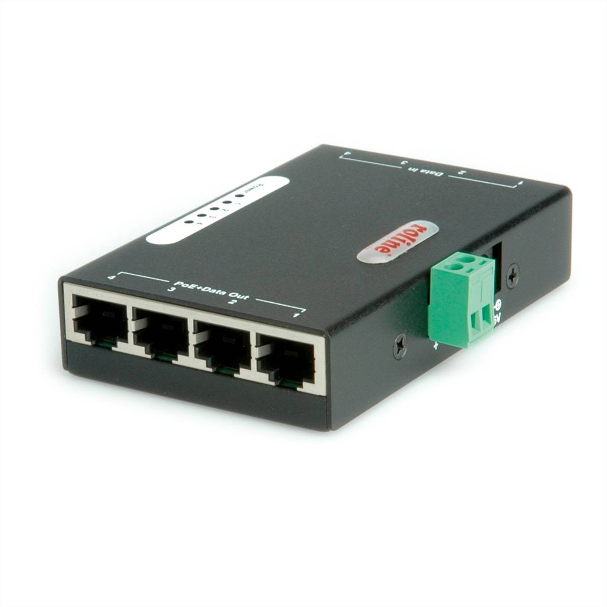 ROLINE Gigabit Ethernet PoE Injektor, 4 Ports PoE Adapter PoE Injektor
