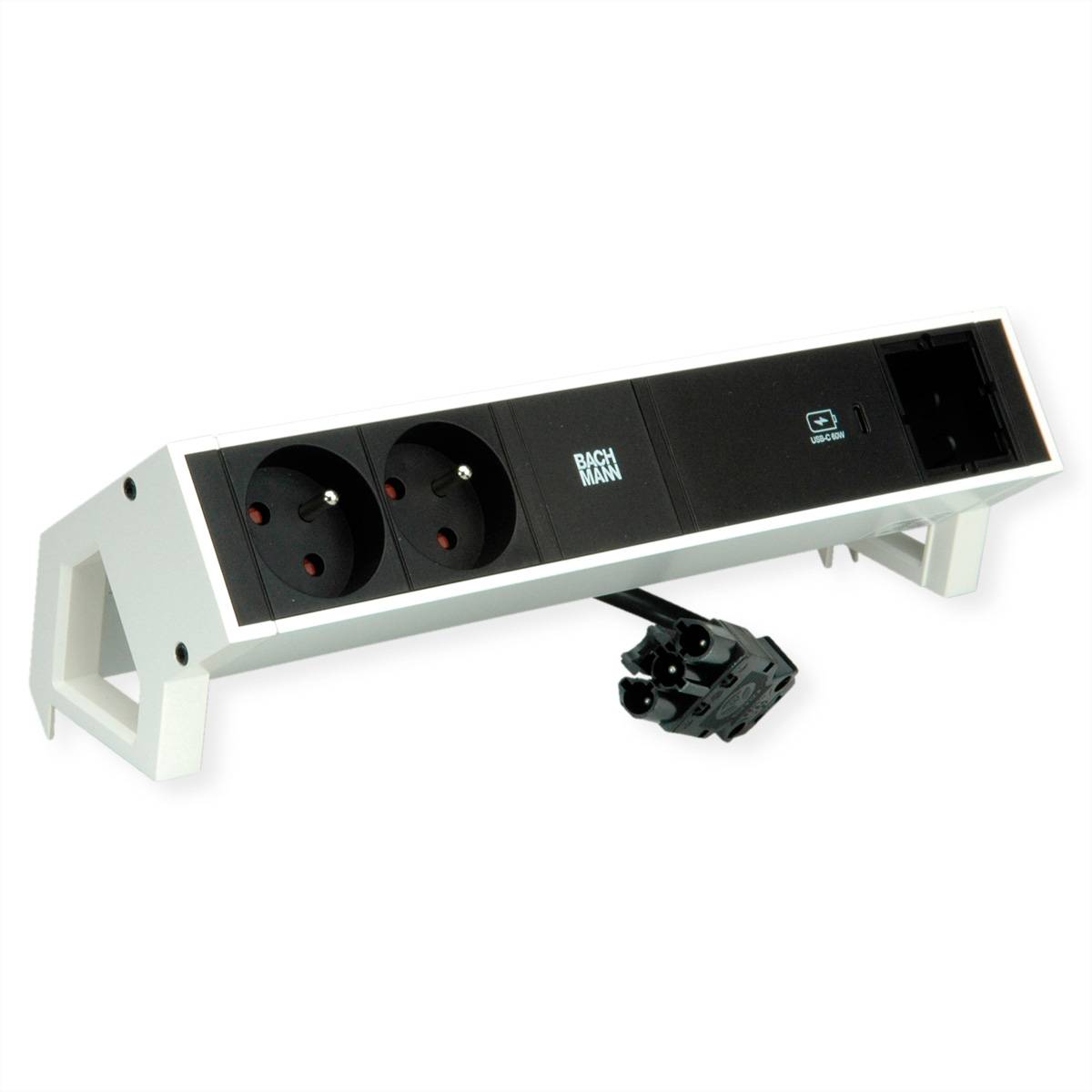 BACHMANN DESK2 2xUTE 1xUSB C 60W 1xCM 0,2m GST18 RAL9010 Steckdosenleisten Aufbau-Anschlussfelder 2