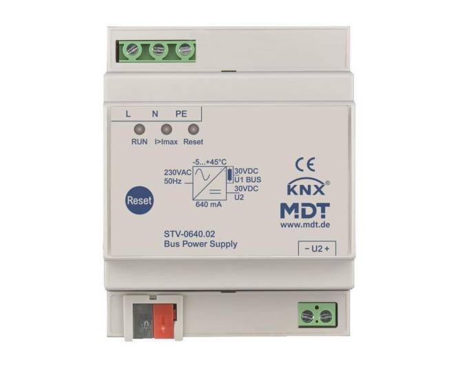 MDT STV-0640.02 Busspannungsversorgung 4TE REG 640mA Install.Baumaterial Schaltermat/Geb.Steu KNX