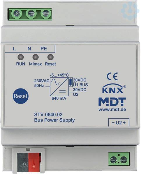 MDT STV-0640.02 Busspannungsversorgung 4TE REG 640mA Install.Baumaterial Schaltermat/Geb.Steu KNX