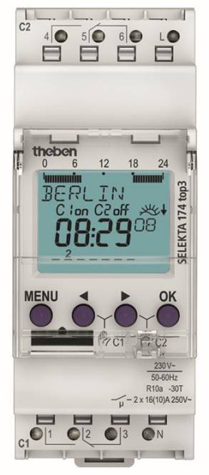 THEB Zeitschaltuhr digital SEL174top3 Astro 24H/7T mit Gangreserve 2K Install.Baumaterial