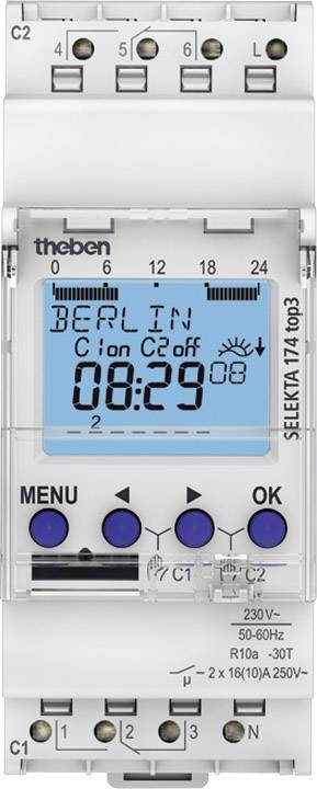 THEB Zeitschaltuhr digital SEL174top3 Astro 24H/7T mit Gangreserve 2K Install.Baumaterial