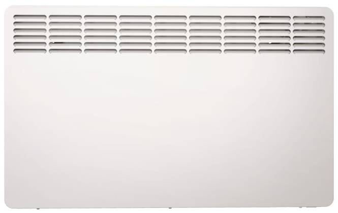 Ein weißer Konvektionsheizer mit belüftetem oberen Bereich.