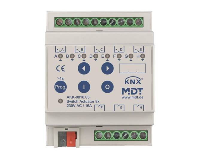 MDT AKK-0816.03 Schaltaktor 8fach 4TE REG 16A 10EVG 230VAC Kompakt Install.Baumaterial KNX
