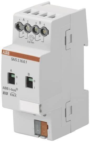 ABB Schaltaktor mit SA/S2.16.6.1 Stromerkennung 2-fach, 10/20 A, REG Install.Baumaterial KNX