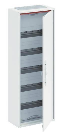 Eine weiße Elektroverteilerdose mit mehreren leeren Steckplätzen, die zum Organisieren und Sichern von Schutzschaltern und Verkabelung ausgelegt ist.