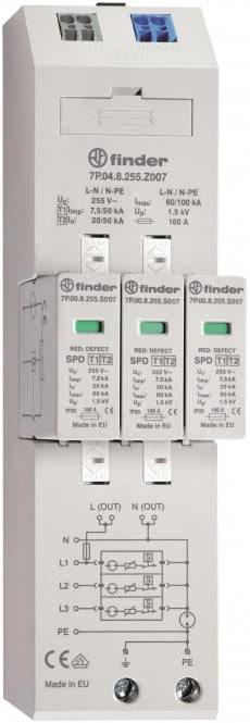 Finder Kombiableiter 7P.04.8.255.Z007 Typ 1+2 für dreiphasige TN-S u.TT Netze Install.Baumaterial