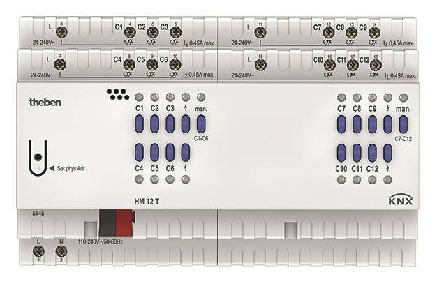 Elektrisches Schaltfeld mit beschrifteten Schaltern C1 bis C10 und Kontrollleuchten; zur Verwaltung der Verteilung der 24-240-V-Stromversorgung.