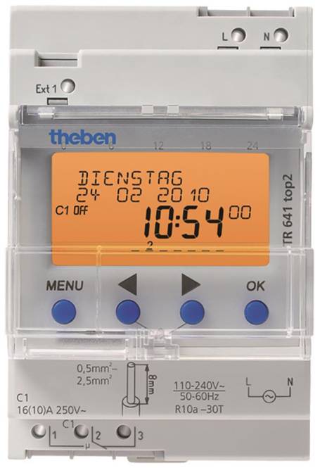 THEB Zeitschaltuhr digital TR641top2 Jahres/Astro 3TE 1K 800SP Gangreserve Install.Baumaterial