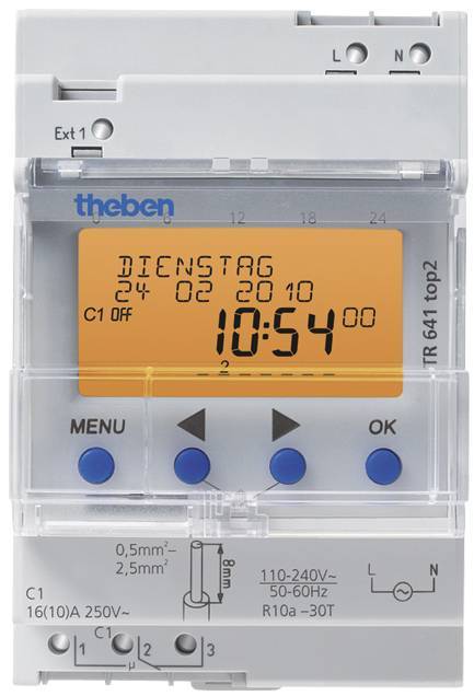 THEB Zeitschaltuhr digital TR641top2 Jahres/Astro 3TE 1K 800SP Gangreserve Install.Baumaterial