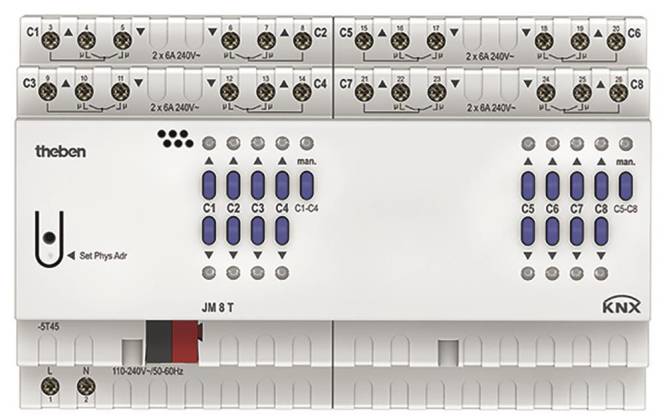 THEB KNX Jalousieaktor JM 8 T KNX 8-fach Install.Baumaterial Schaltermat/Geb.Steu KNX