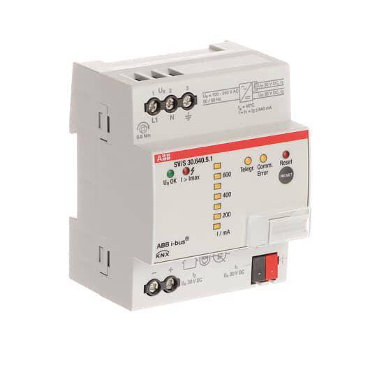 ABB-Elektrogerät mit der Bezeichnung 'SV/S 30.640.5.1', mit Indikatoren für Spannung und Kommunikation, geeignet für die Überwachung von Elektrosystemen.
