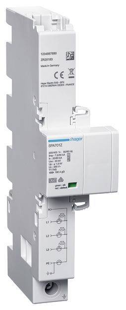 Hager Kombiableiter T1+T2+T3 4P SPA701Z Iimp 7,5kA TT/TNS Install.Baumaterial ZÃ¤hlerschr./Verteilg