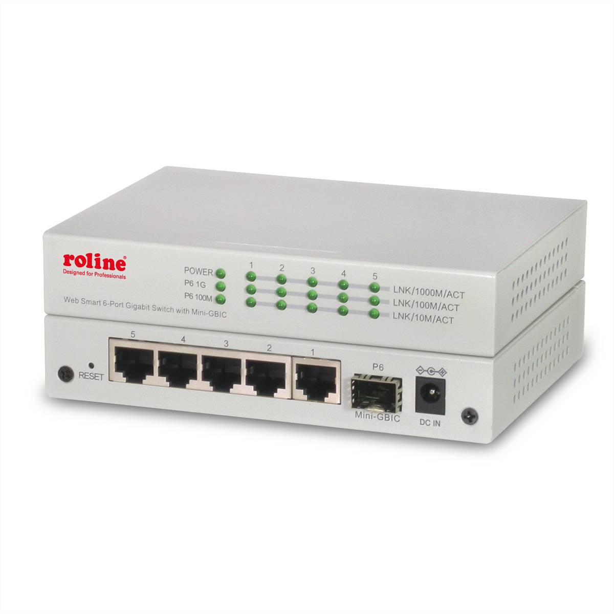 ROLINE Gigabit Ethernet Switch 6 Ports (5x 10/100/1000 + 1x SFP), WebSmart Netzwerk-Infrastruktur