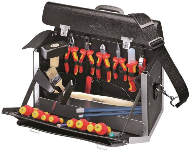 Knipex VDE-Werkzeugtasche Elektro ** Ledertasche 002103LS bestückt Install.Baumaterial Werkzeug