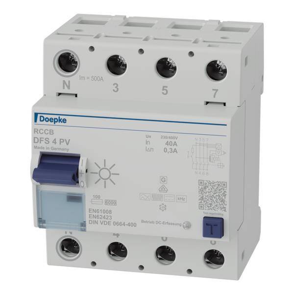 Doepke Fi-Schutzsch. DFS4 040-4/0,30-PV Allstromsensitiv 40A 0,3A N links Install.Baumaterial