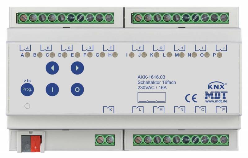MDT AKK-1616.03 Schaltaktor 16fach 8TE REG 16A 10EVG 230VAC Kompakt Install.Baumaterial KNX