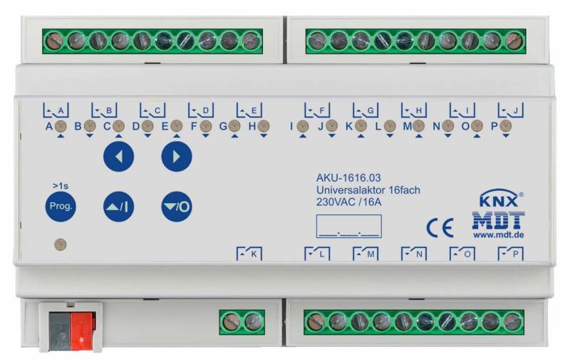 MDT AKU-1616.03 Universalaktor 16fach 8TE REG 16A 230VAC 100F 15EVG Install.Baumaterial KNX