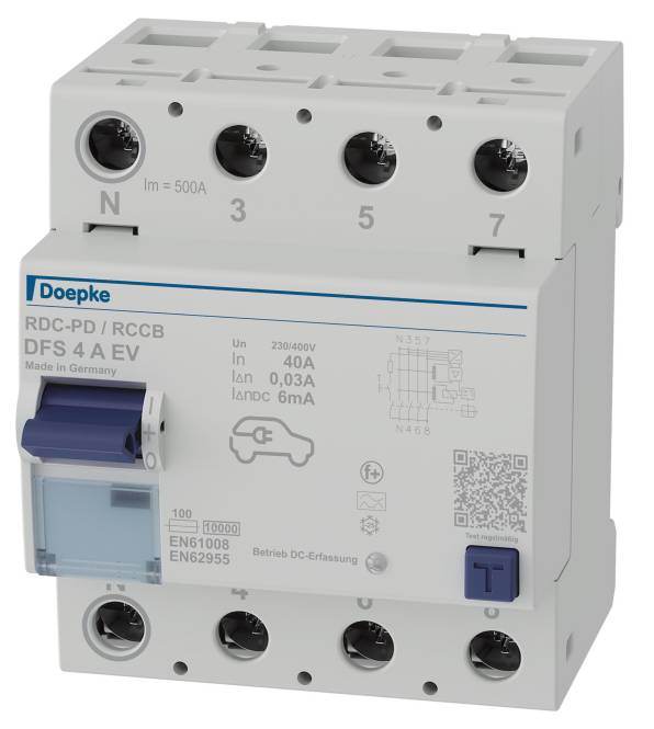 DOEP FI-Schalter DFS4 040-4/0,03-A EV 4x40A-0,03A Typ A E-Mobilität Install.Baumaterial