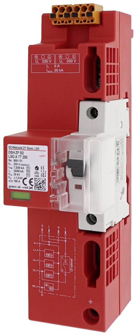 Dehn 909131 DSH DSH ZP B2 LSG A TT 255 ZP B2 TT 255 Kombi-Ableiter Typ1+2 30kA Install.Baumaterial