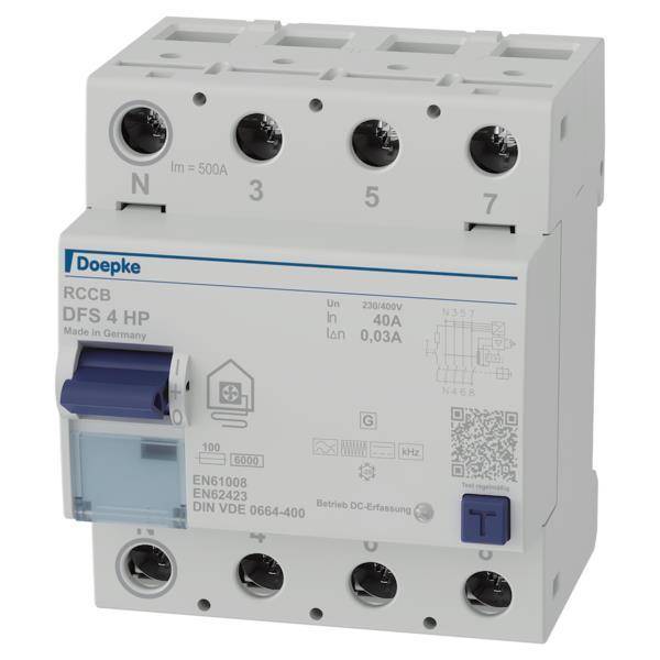 Doepke Fi-Schutzsch. DFS4 040-4/0,03-HP Allstromsensitiv 40A 0,03A N links Install.Baumaterial